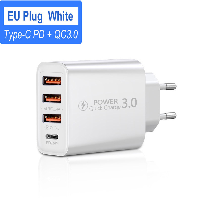 Travel Charger Us Standard European Standard British Standard 3Usb+Type-C Charging Head 3Usb+Pd Multi-Mobile Phone Adapter Travel Charger Us Standard European Standard British Standard 3Usb+Type-C Charging Head 3Usb+Pd Multi-Mobile Phone Adapter