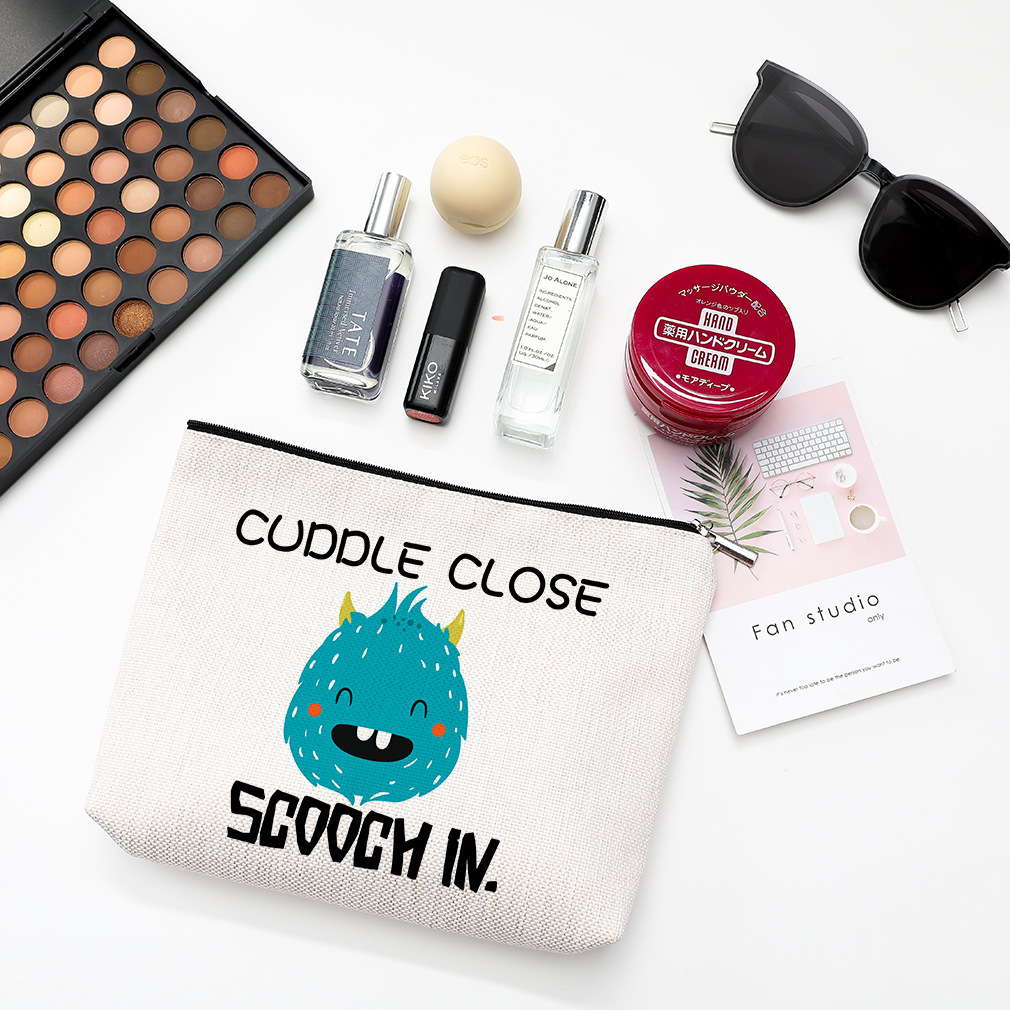 Bolsa de cosméticos simple, bolsa impermeable con cremallera de algodón y lino, bolsa de almacenamiento para cosméticos y joyas, bolsa de almacenamiento para artículos de tocador, joyas