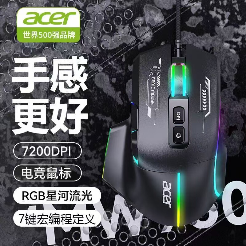 Cross-Border Notebook Desktop Computer Rgb Colorful Mouse Wired 7-Button Macro Programming Definition E-Sports Gaming Mouse