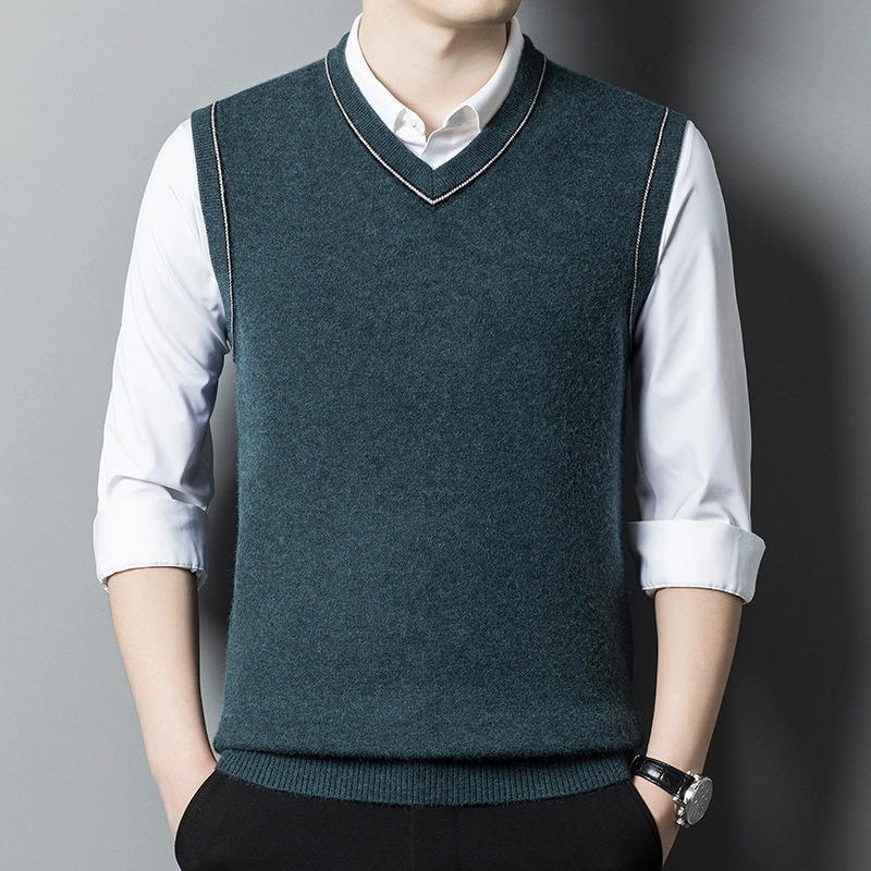 Knitted vest, demi-season woolen sweater sleevless, increased thickness, autumn