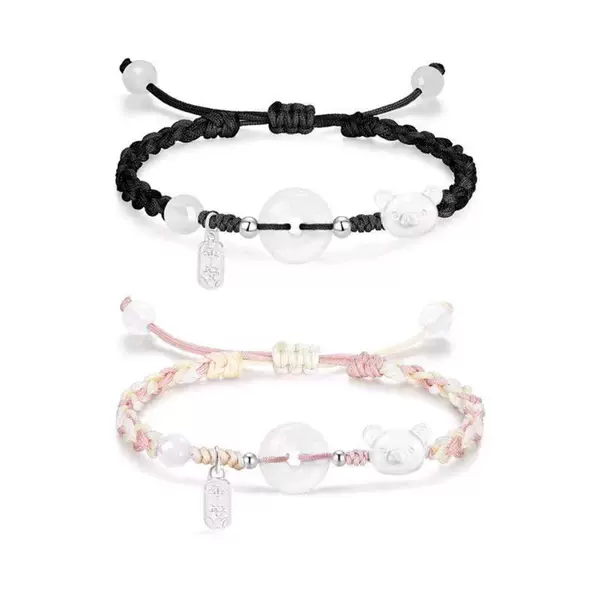 New Style Bear-Shaped Safety Buckle Couple Bracelet, Sweet Handmade Woven Bracelet for Girls, High Aesthetic Value, Gift for Girlfriend