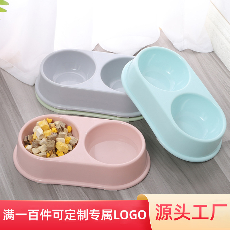 Fábrica personalizada para mascotas macarón plástico doble tazón gran tazón de comida para perros tazón de agua tazón para mascotas tazón para perros