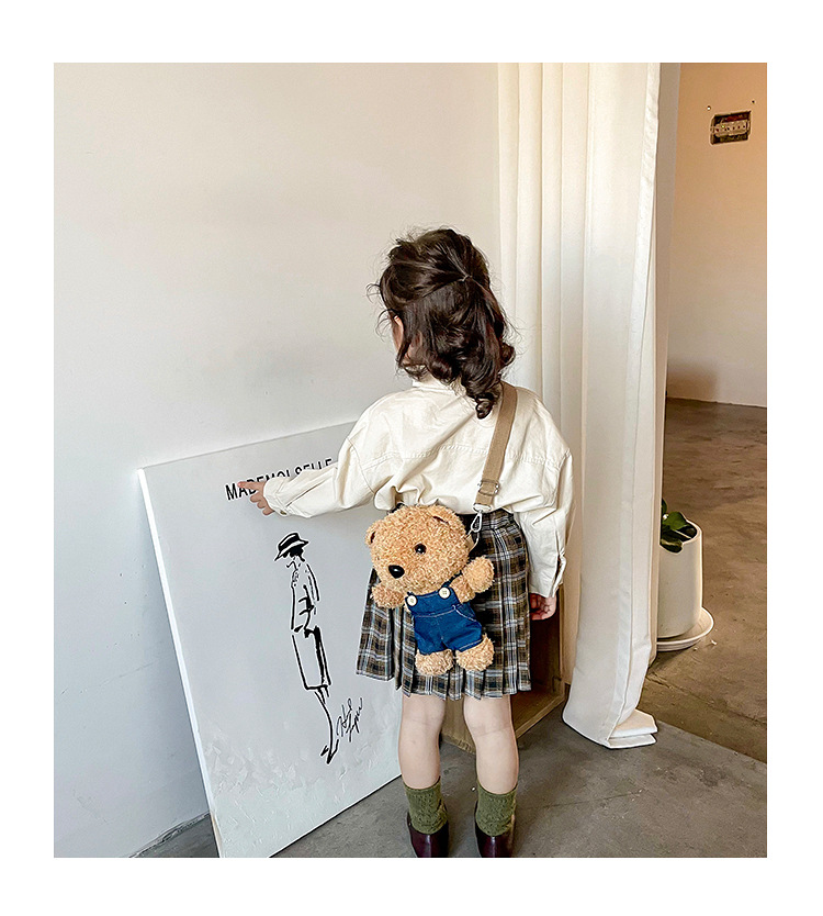 96g Weight Polyester Lining Material Open Closure Type Single Shoulder Strap Strap Type Crossbody Bag Bags Type Daily Occasion Plush Material Kids Backpack Backpack little bear Pattern All Seasons Season Kid'S Gender Cute Style Medium Size Kid's Medium Plush Little Bear Cute Open Crossbody Bag