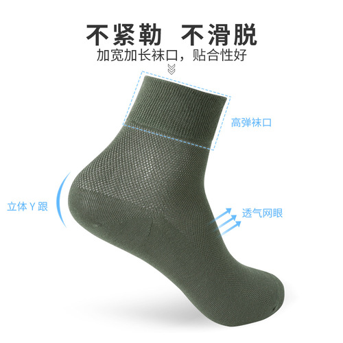 Spring new socks, men's mid-calf socks, Xinjiang cotton socks, business socks, antibacterial, deodorant, sweat-absorbent, solid color mesh, breathable