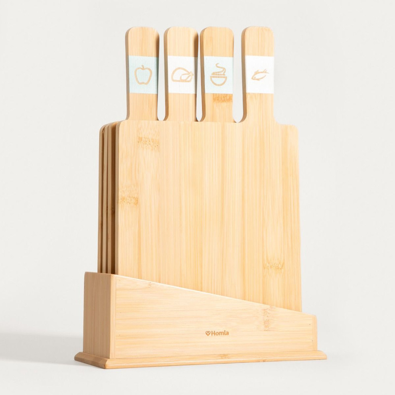 Cross-Border New Product Bamboo Cutting Board Creative Cutting Board Set with Handle Simple Classification Snack Plate Breakfast Milk Board