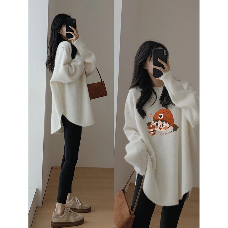 2025 New Autumn and Winter German Velvet Thickeneded Long-Sleeved T-Shirt for Women, Mid-Length Top with Shark Pants to Cover the Buttocks and Serve as a Base Layer