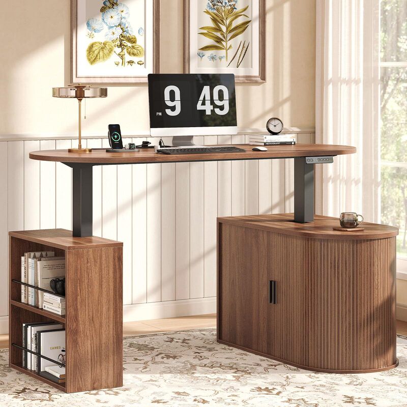 Customized Factory Direct Sales L-Shaped Standing Desk with Storage Space Customized Factory Direct Sales L-Shaped Standing Desk with Storage Space