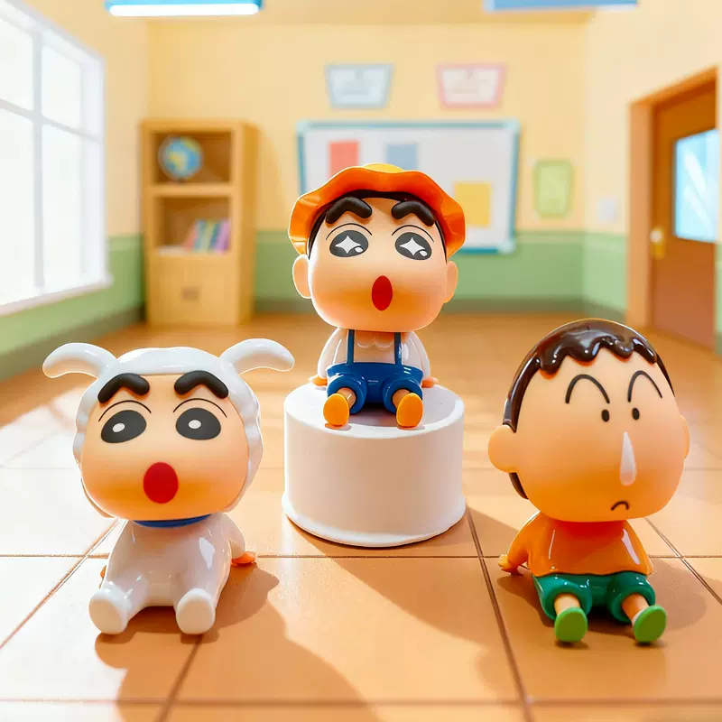 正版蜡笔小新盲盒公仔手办周边玩偶车载摆件潮玩创意家居装饰品