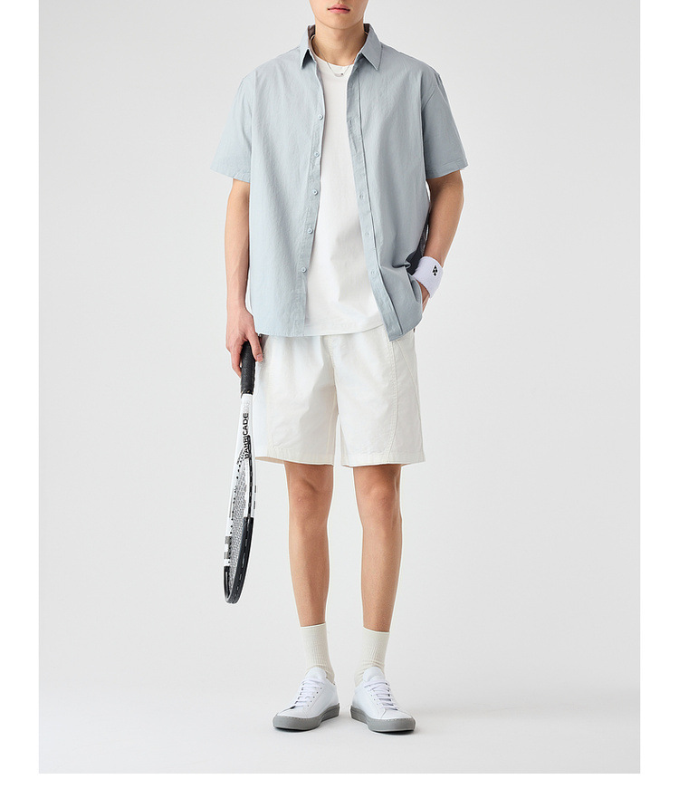 Áo sơ mi nam ngắn tay cotton trơn phong cách mới — Màu đen chi tiết 29