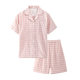 Japanese-style Muji Home Clothes Good Short-sleeved Double-layer Yarn Cotton Suit Short-sleeved Shorts Suit Plaid Couple