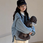 TCkids冬款 女童撞色包条 葫芦型绗缝夹棉加绒棉衣短款外套