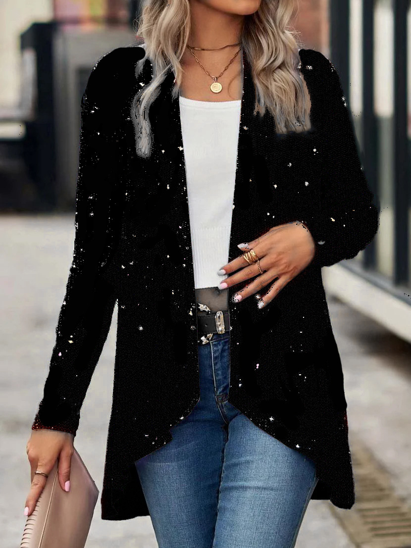 Damen Pailletten-jackett Mit Langarm Schickes Blazer-shacket_voghion.com