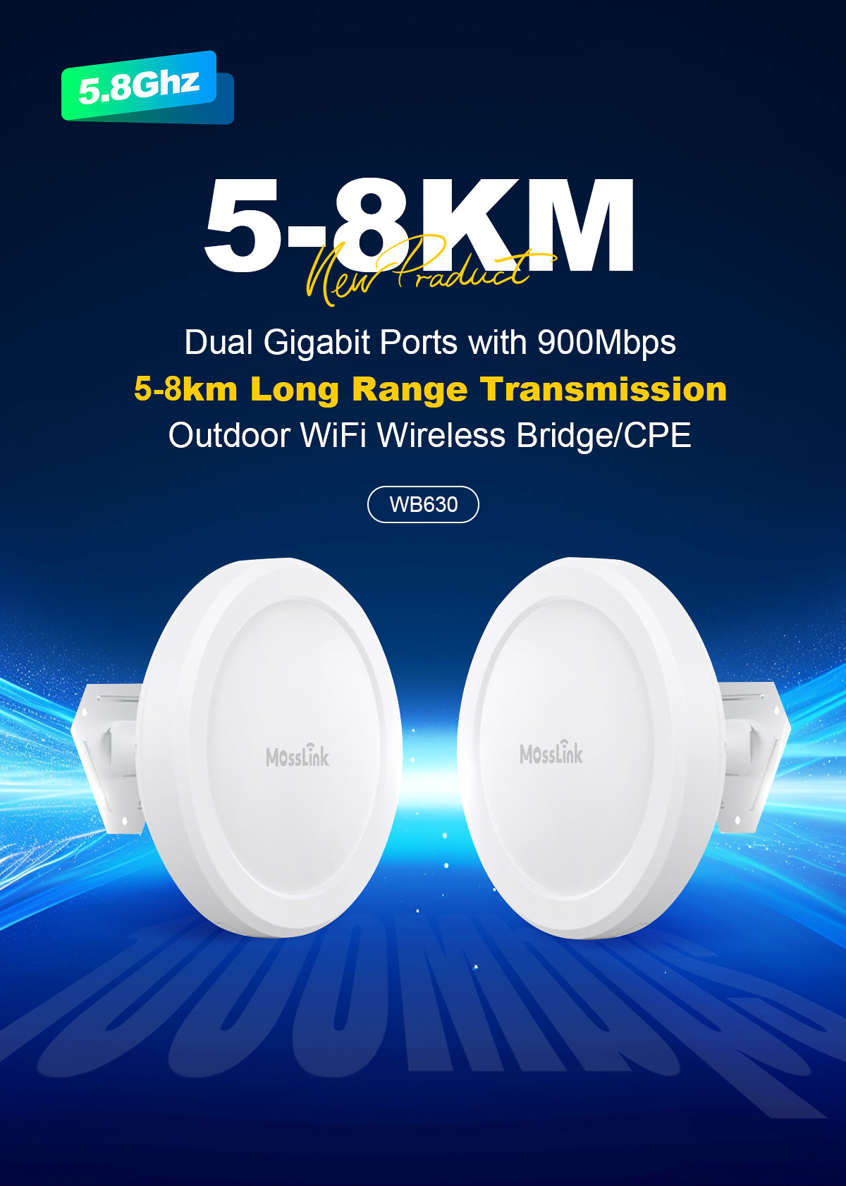 5.8G 5千米900Mps 点对多点无线网桥远程室外Cpe Wifi接入点