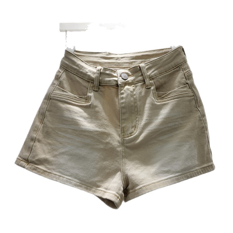 Pantalones Cortos de Mezclilla de Poliéster Cintura Baja para Verano