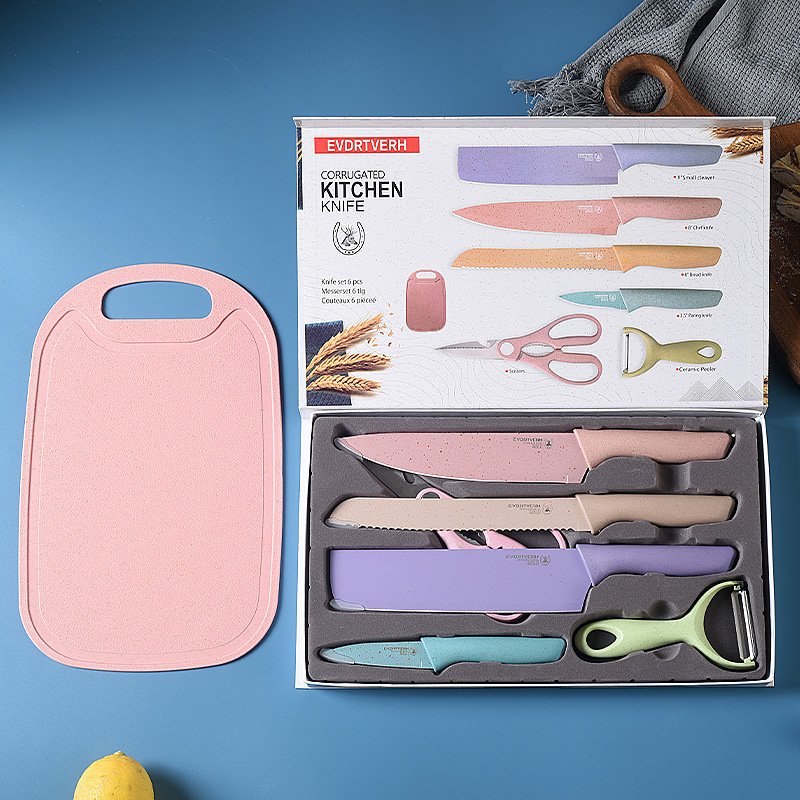 Paja DE TRIGO cocina Nueva Yangjiang vajilla 6 regalos 7 cuchillo cocinero acero inoxidable en stock conjuntos cuchillos colores