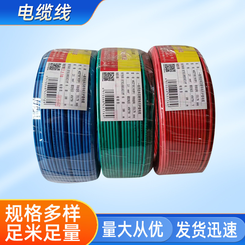 Shanghai Qifan Copper Core Wire Bv0.5 Single-Core Wire Bv2.5 Household Electrical Wire and Cable National Standard Copper Core Bv1.5/4/6