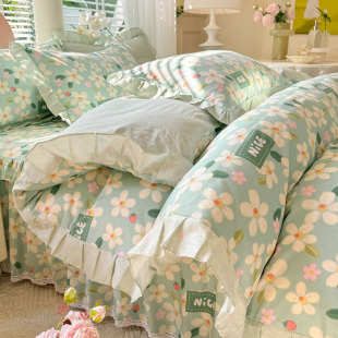 全棉韩版田园公主风小碎花被套四件套纯棉小清新床裙床单床上用品-阿里巴巴