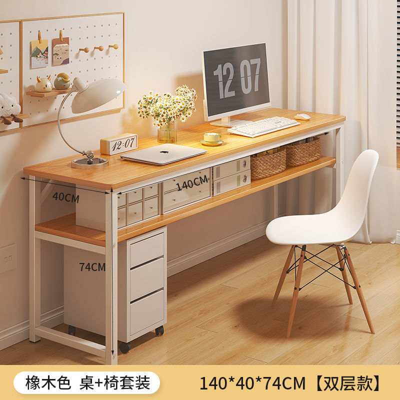 Escritorio de computadora, dormitorio de escritorio, escritorio de oficina en el hogar, escritorio largo, apartamento pequeño, estrecho contra la pared, escritorio de estudiante, estudio