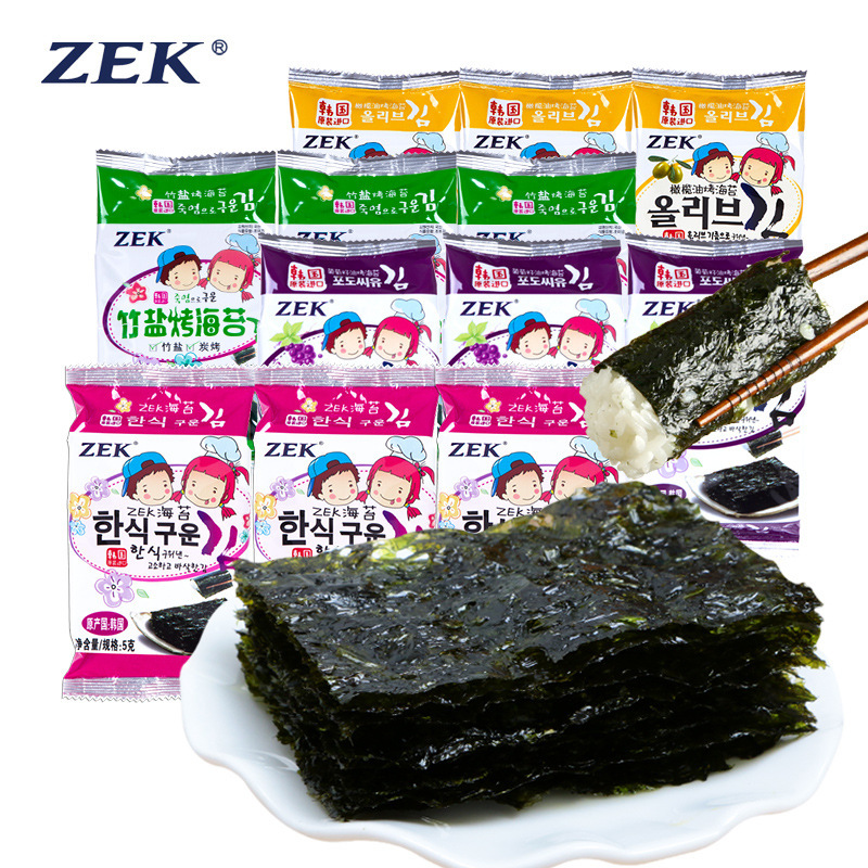 韩国进口ZEK即食海苔海味休闲食品原味紫菜零食15g儿童辅食脆片