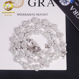 Zuanfa European and American Hip-Hop Best-Selling S925 Silver Moissanite 8.5mm Heart-Shaped Trendyy Necklace Bracelet Couple Model