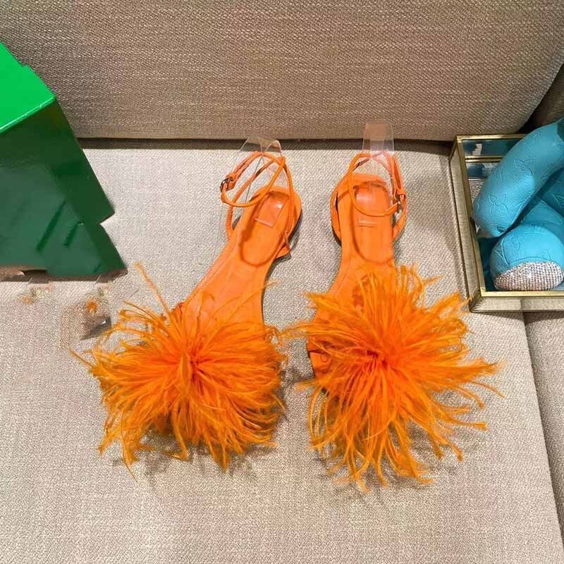 faux turkey hair hairy PU leather flat shoes NSYBJ121700