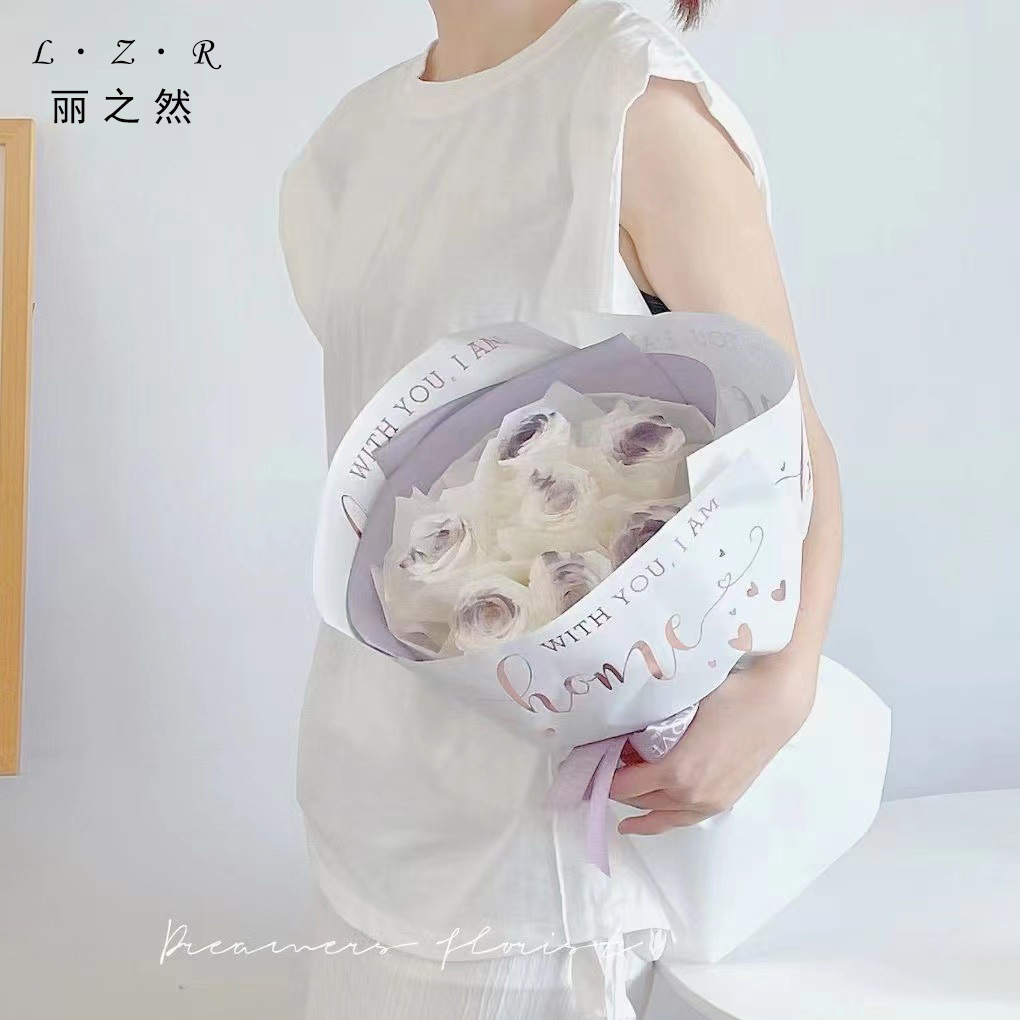 Lizhi Ran tarjeta pequeña impermeable simple celebridad neta papel de estampado en caliente floristería embalaje de flores ramo papel de embalaje