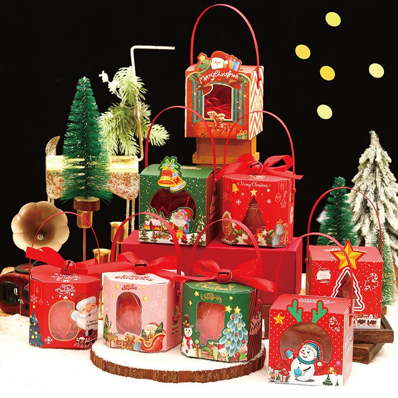 New Christmas Gift Box Thickened Window Portable Candy Gift Box Christmas Eve Fruit Gift Packaging Ready for Sale