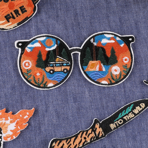 Computer embroidered label outdoor camping campfire tent badge cloth label clothing accessories accessories patch sticker embroidered cloth sticker