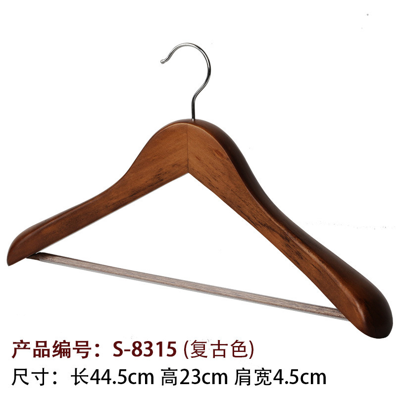 四喜の木のハンガーのスーツの服の棚の卸売りの広い肩の滑り止めの木製の服は高級な厚いケヤキの木の服の支えを掛けます。|undefined