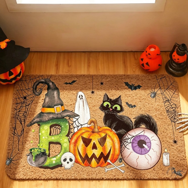 Cross-Border Halloween Decoration for Entrance Doors, Outdoor Doors, Shoe-Changing Areas, Carpet Floor Mats, Faux Coconut Palm Fiber Loop Mud-Scraping Foot Mats