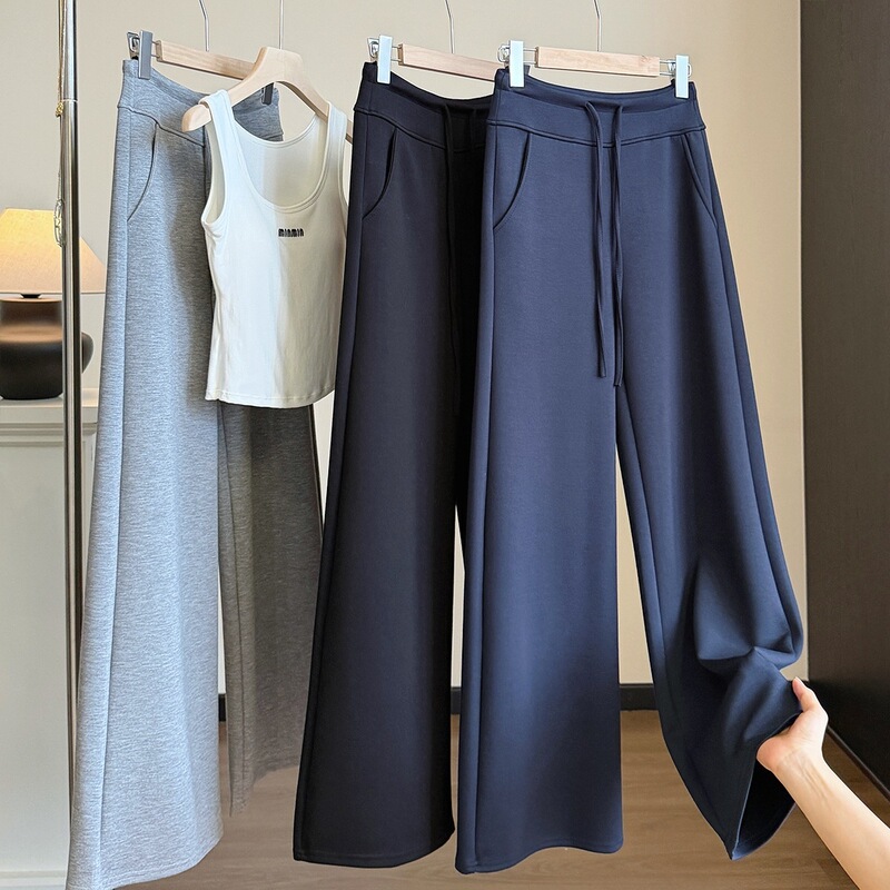 Casual straight-leg wide-leg pants for women, autumn 2026 new collection, high-waisted, slimming, sporty, with a drapey, narrow-fit, long design Casual straight-leg wide-leg pants for women, autumn 2026 new collection, high-waisted, slimming, sporty, with a drapey, narrow-fit, long design