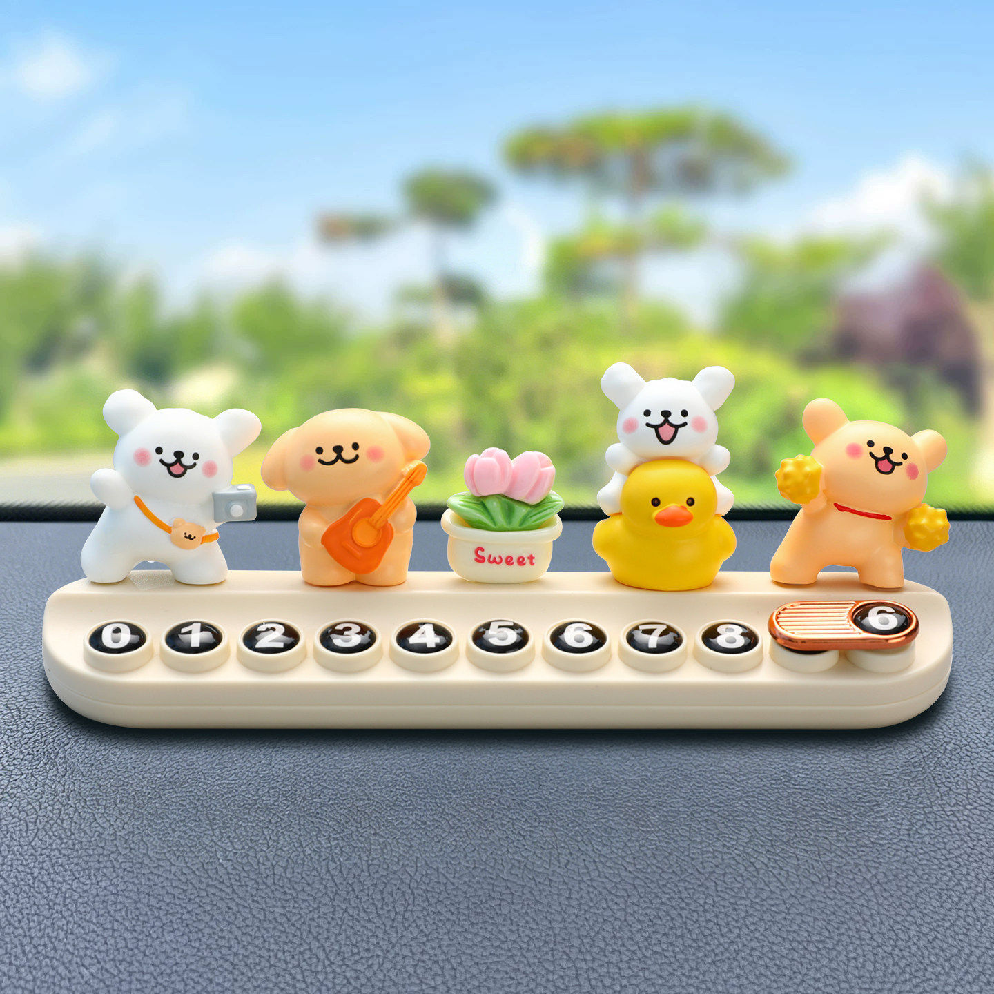Line Drawing Puppy Temporary Parking Number Plate 2026 New Cartoon Cute Mobile Phone Number Plate for Moving Car