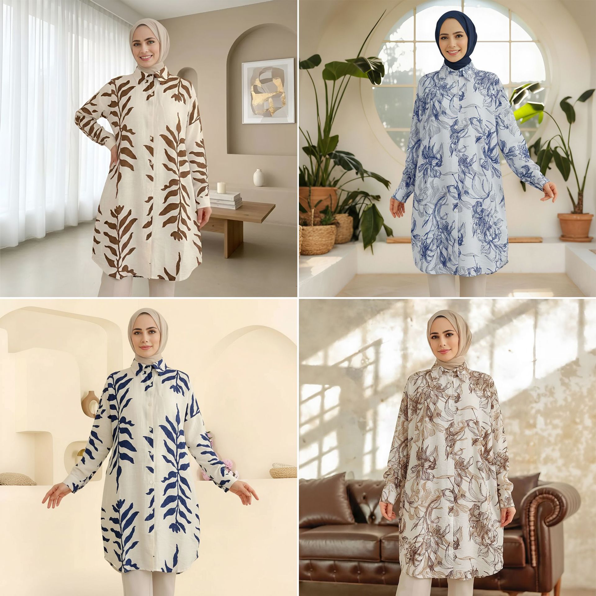 Women's Multicolor Printed Shirt Casual Plus Size Spring Summer_voghion.com