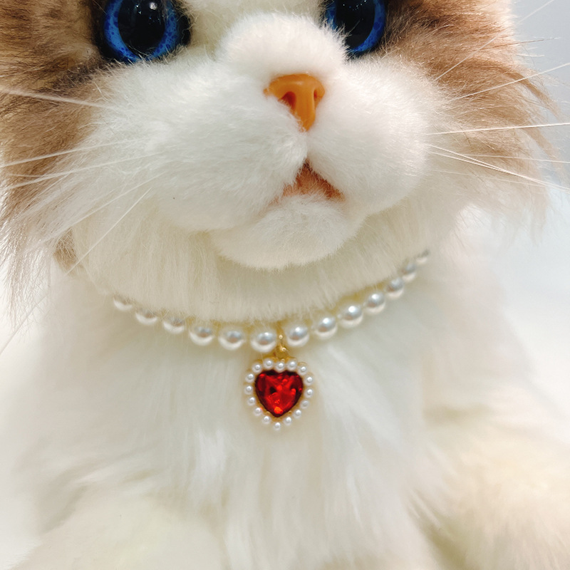 20g Weight Pet Collar Type Of Pet Supplies 1 Piece Quantity Casual, Daily Occasion Bright Pearl Material Heart Shape Pattern All Seasons Season Sweet Style Sweet Bright Pearl Heart Shape Pet Collar 3