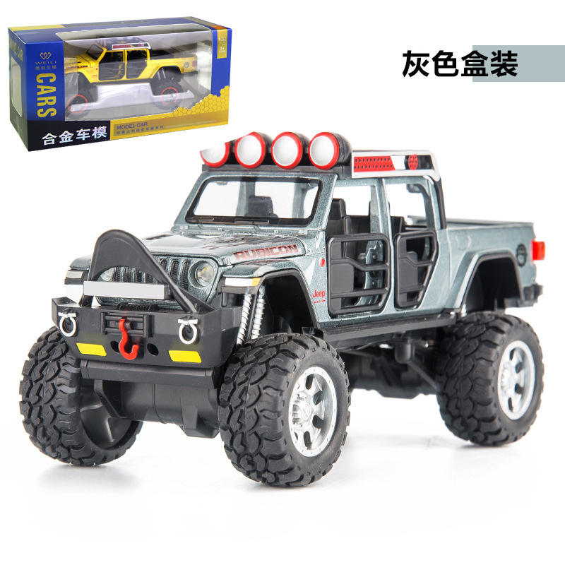 Weili aleación coche modelo 1:32 gran rueda jeep deslizamiento fuera de carretera vehículo puerta con sonido y luz de los hombres de juguete modelo de coche adornos