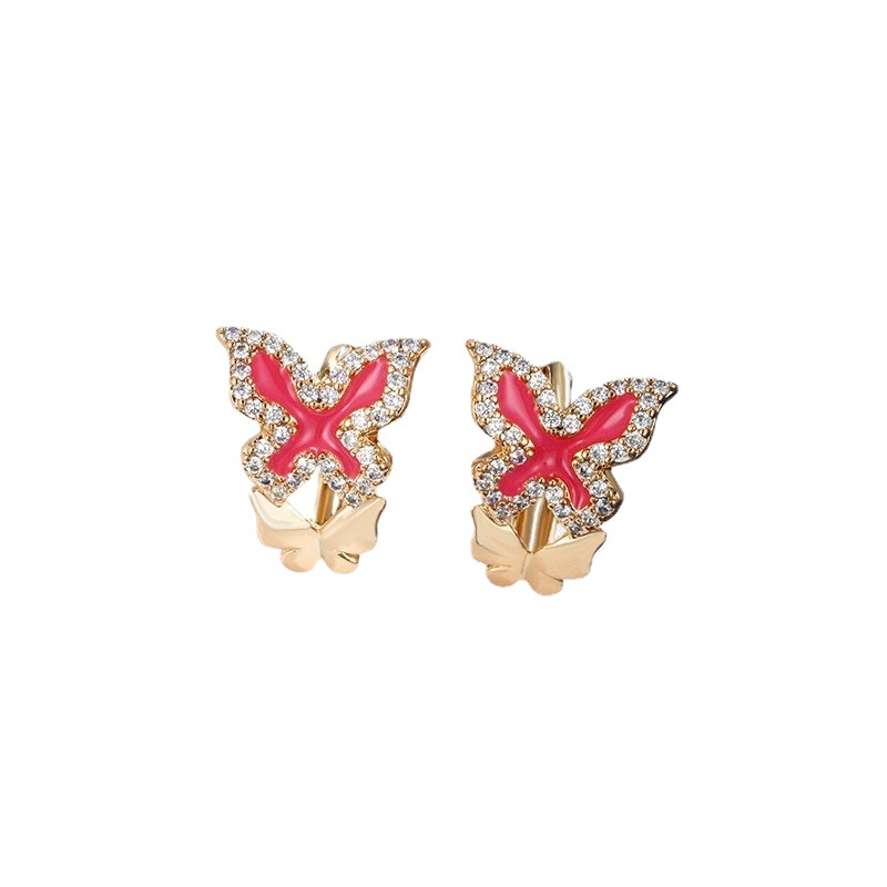 Xuping joyas suministro transfronterizo estilo coreano color mariposa broche de aretes de diseño de nicho sensación aretes