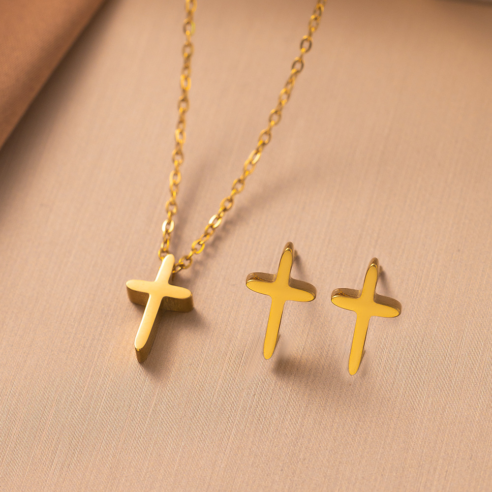 Juego de joyería de acero de titanio 2023 – collar, aretes, de alta gama, venta al por mayor