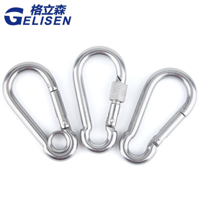 弹簧扣 304不锈钢登山扣快挂扣弹扣 弹簧钩保险扣环锁扣 卡扣绳扣