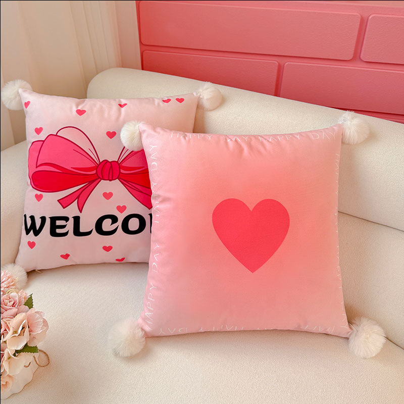 Bowknot love dopamina almohada funda de almohada sala de estar sofá almohada impresión de cabecera almohada de cintura abstracta bola de pelo