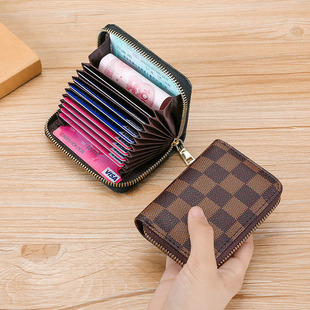 Hot-Selling Affordable Card Holder Douyin Hot-Selling Oil-Edged 9-Card Accordion Bag Ready-Made Manufacturer Wholesale Multi-Card Slot Coin Purse