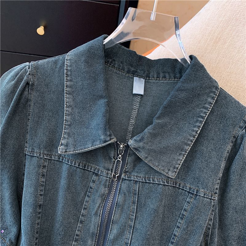 Retro denim dress with zipper