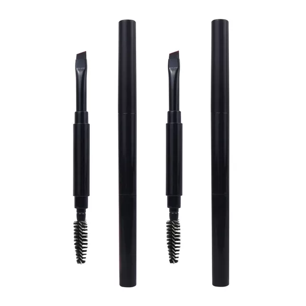 Portable Double-Ended Eyebrow Brush with Spiral Cap, Eyebrow Powder, Eyebrow Cream, Angled Flat Head, Wild Blade Eyeliner Brush, Double-Ended