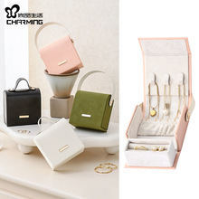 首饰盒高颜值收纳盒手提式便携项链耳钉戒指珠宝收纳轻奢pu收纳包