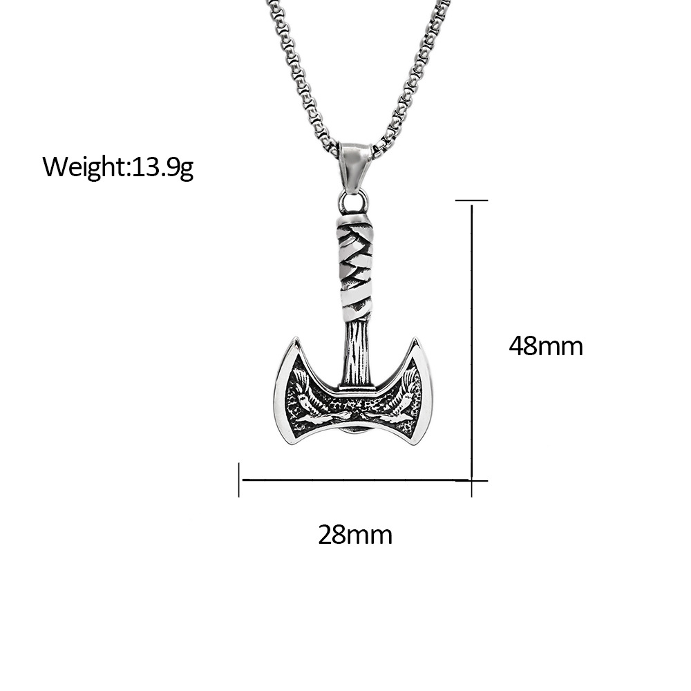Viking Double-sided Axe Pendant Necklace For Men And Women_voghion.com