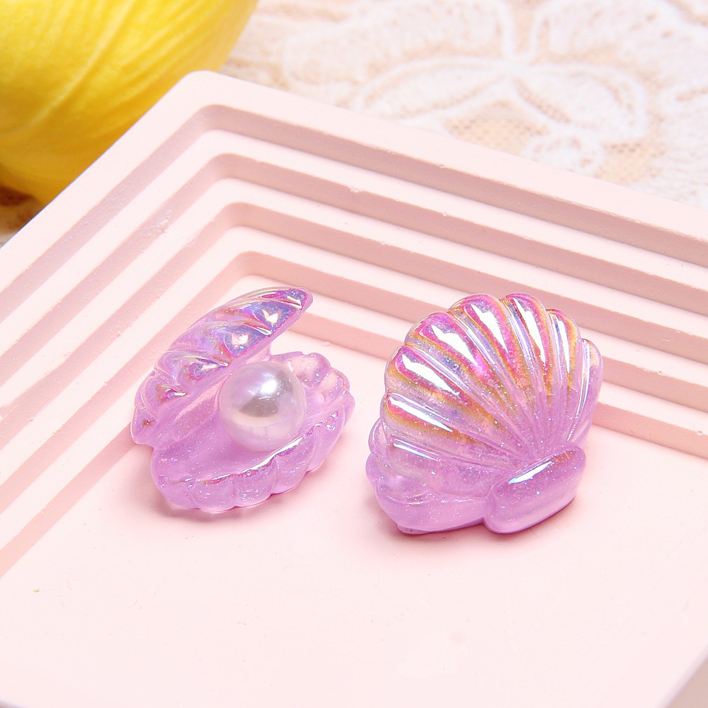 Resina simulación de color plateado tridimensional accesorios de concha de perlas DIY accesorios de pegamento de perlas hebilla de zapatos pulsera accesorios de la joyería