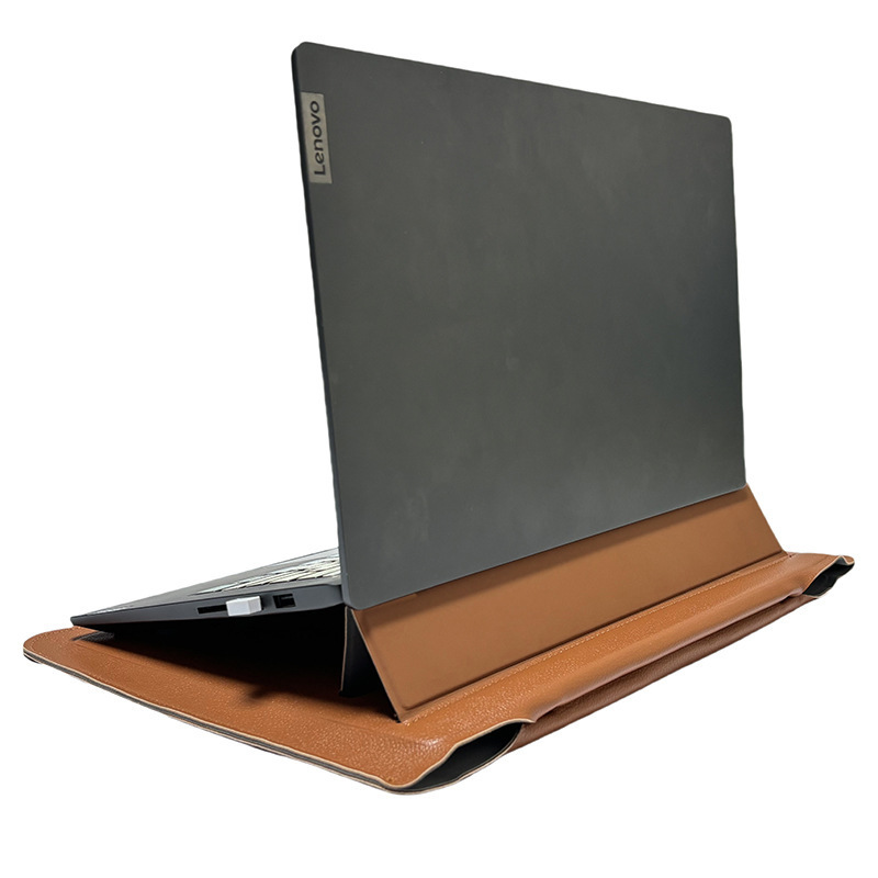 Amazon new 14 inch multi-function bracket computer bag anti-splashing PU material notebook liner bag wholesale