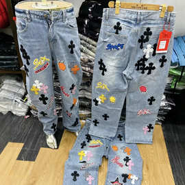 Men's jeans available高品质宽松男士牛仔长裤现货批发wholesale