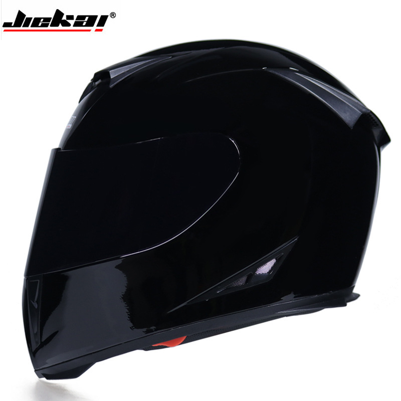 Jiekai casco de bicicleta de coche eléctrico casco completo de hombres y mujeres personalidad de la cubierta completa Four Seasons doble lente cálida tapa antiniebla