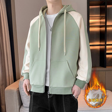 跨境开衫卫衣男春秋季潮流连帽上衣宽松帅气休闲青少年运动外套男