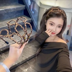レトロな豹柄メガネヘアバンド2025新作女性用ヘアピン洗顔用ヘッドバンド高級感高頭囲スマイルヘアアクセサリー